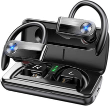 画像をギャラリービューアに読み込む, ワイヤレスイヤホン 【最新版Bluetooth 5.1 耳掛け式】 Bluetooth イヤホン ブルートゥース イヤホン IPX7完全防水 自動ペアリング スポーツ