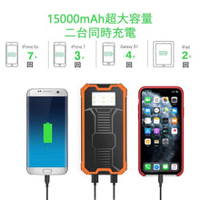 画像をギャラリービューアに読み込む, CDB-TYN ソーラー充電器 モバイルバッテリー 大容量 15000mAh 軽量 太陽能 充電器 薄型 2台同時充電