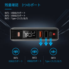 画像をギャラリービューアに読み込む, モバイルバッテリー 10000mAh 大容量 折りたたみ式 急速充電器 3in1 ワイヤレス充電 type-c タイプ