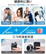 画像をギャラリービューアに読み込む, 加湿器 卓上 【最新改良版 & コードレス】 超音波式 車用加湿器 アロマ 次亜塩素酸水対応 USB充電式