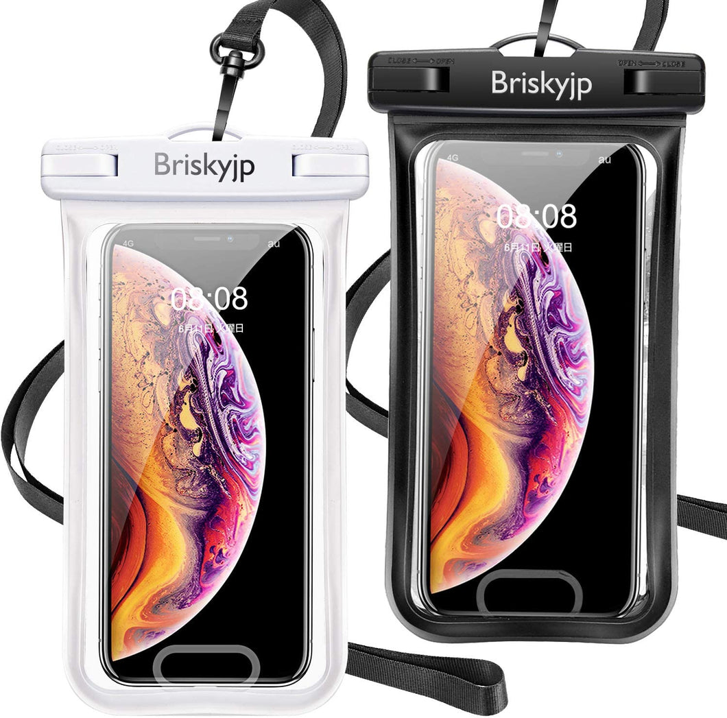 A20　白+黒 防水ケース スマホ用 指紋認証/Face ID認証対応 IPX8認定 完全保護 防水携帯ケース 完全防水 タッチ可 顔認証