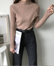 画像をギャラリービューアに読み込む, リブニット レディース セーター 秋冬・重ね着に便利な薄手リブ素材・着回し力・高伸縮
