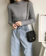 画像をギャラリービューアに読み込む, リブニット レディース セーター 秋冬・重ね着に便利な薄手リブ素材・着回し力・高伸縮
