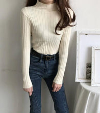 画像をギャラリービューアに読み込む, リブニット レディース セーター 秋冬・重ね着に便利な薄手リブ素材・着回し力・高伸縮
