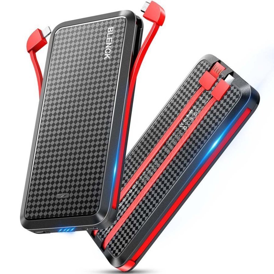 pn957 モバイルバッテリー ケーブル内蔵 軽量 10000mAh コンパクト スマホ充電器